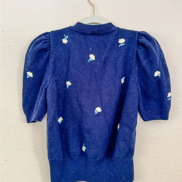 Kate Spade Blue Crew Neck Sweater with Puffed Sleeves - Picture 3 of 4